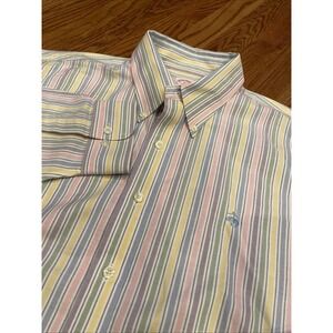 Brooks Brothers 346 Men's Button Up Shirt Easter Striped Pastel Supima Cotton XL